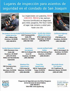 car seat check up location list image Spanish